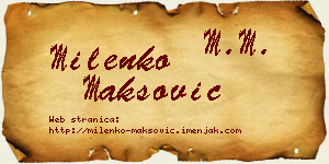 Milenko Maksović vizit kartica